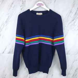 Vintage Rainbow Striped Crew Neck Sweater